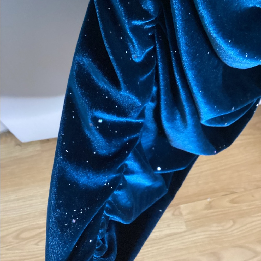 AOMEI Teal Velvet Dress with Sparkle Details M - Picture 8 of 12